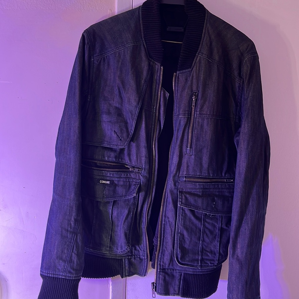 New women’s denim jacket with a factory flaw pictured on back. Pick up only